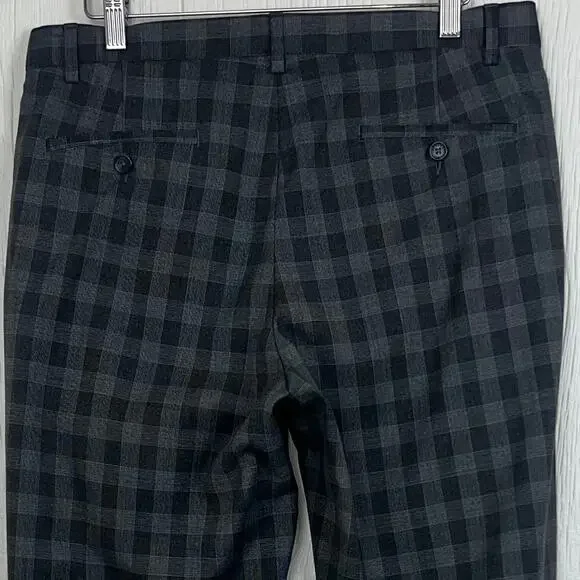 Murano Ultimate Modern Comfort Pant 
men’s 32x30 check pattern flat front gray - Picture 2 of 7
